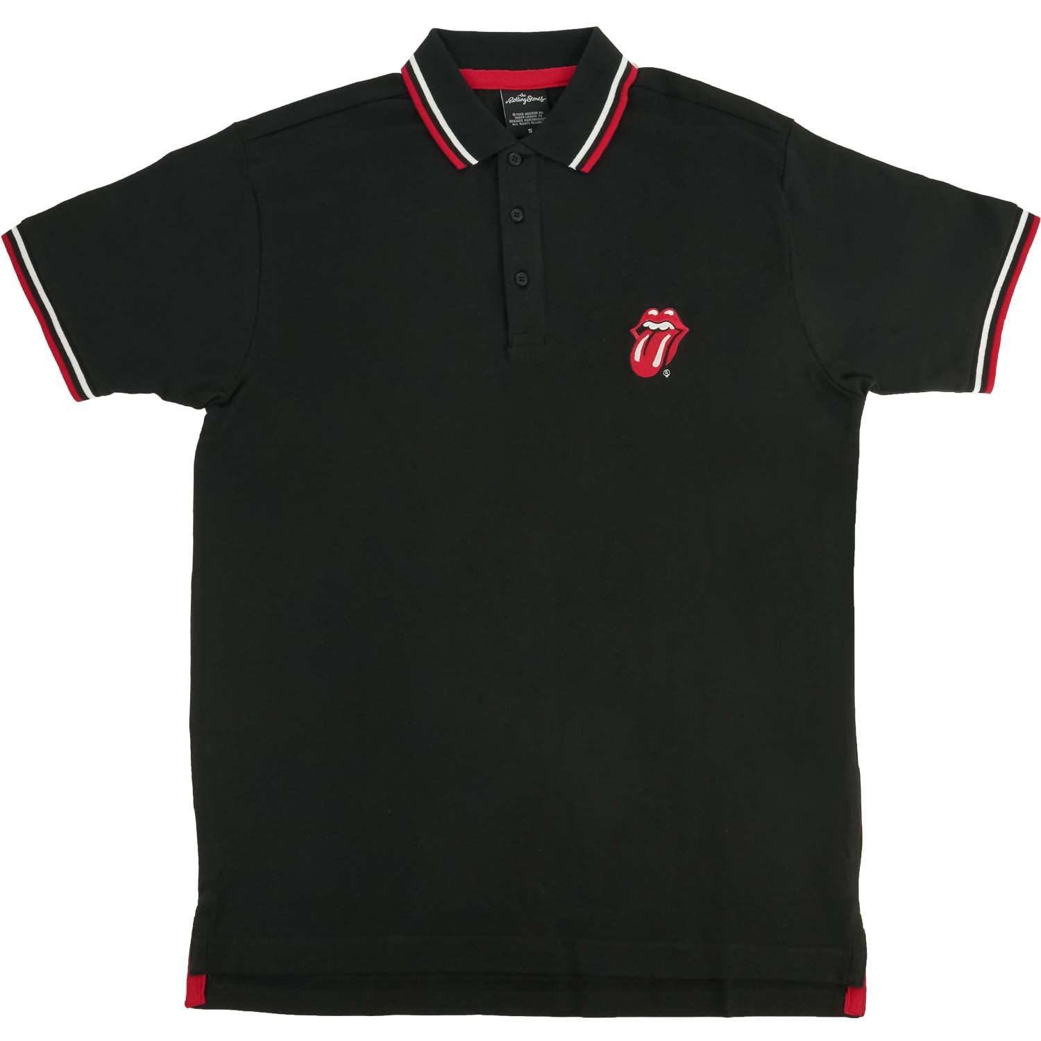Rock Off Officially Licensed Products Men's Black Rock Off Rolling Stones Polo Shirt Classic Tongue S