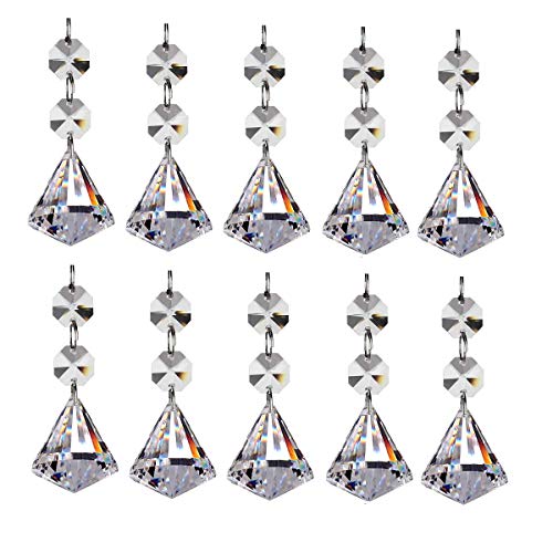 Preisvergleich Produktbild E EBETA 20Pcs Diamant Prisma Kristall Anhänger Kristallglas Kronleuchter Tropfen Sonnenfänger mit 2 Achteckig Perlen für Vorhang Lampe Garten Party Weihnachten Hochzeit Decor