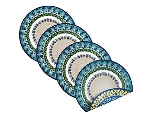 Hottest Sale Villeroy and Boch Casale Blu Cotton Fabric Reversible Placemat (Set of 4), 15" Round, Multi