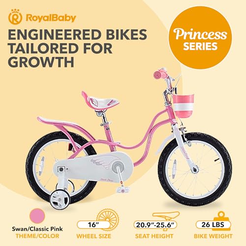 Image of Royalbaby Princess Girls Kids Bike 12 14 16 18 20 Inch Children Bicycle with Basket for Age 3-12 Years