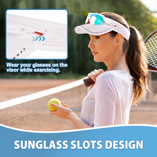 Image of Sukeen Sports Sun Visor for Men Women, Lightweight Adjustable Visor Hat, Reflective Running Tennis Golf Visor, Sunglass Slots