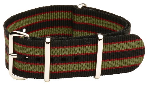 Image of Clockwork Synergy Classic Nylon Ballistic watch straps bands (24mm, Black /Green /Red)