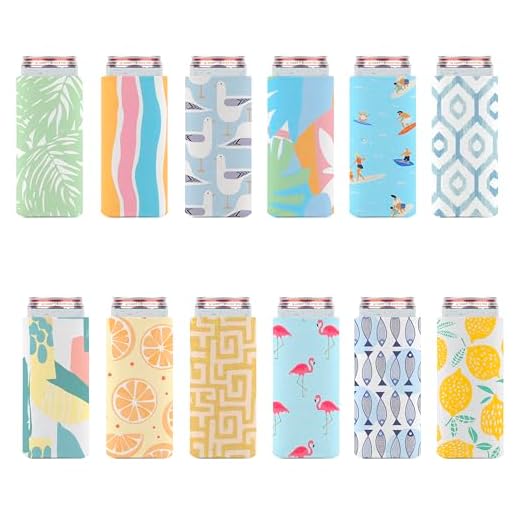 Slim Can Cooler Sleeves (12-Pack) Soft Insulated Slim Can Koolie for White Claw Seltzer & Slim Beer - HTV Blanks for Vinyl Projects - Skinny Can Koolies Bulk - Tall Can Koolie - Coolies for Slim Cans