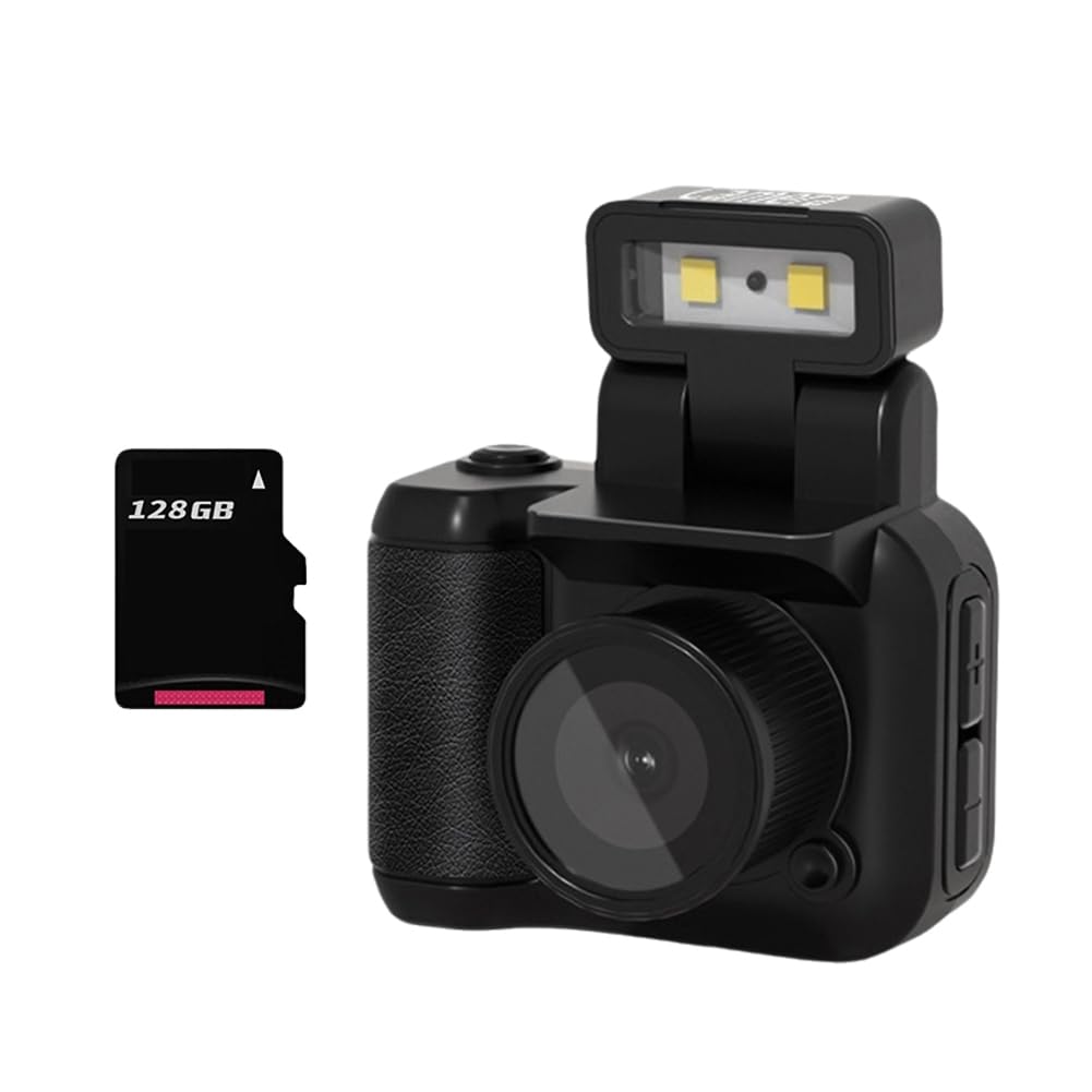 Appareil Photo de Style Mini SLR Cmos 128 Go avec Flash et Dock de Chargement, Enregistreur Vidéo Portable DV 1080P avec Écran LCD A