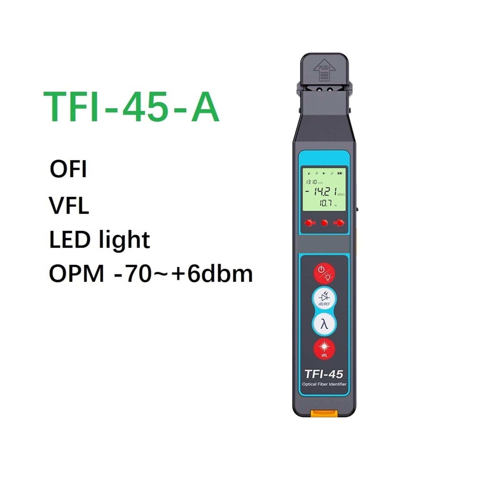 TFI-40 Identificador de fibra óptica + VFL + Luz LED, TFI-45 OFI Detector identificador en, Medidor potencia Inspección del circuito