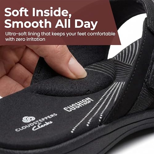 Image of Clarks Womens Breeze Sea Flip-Flop Sandals - Comfortable Flip Flop with Adjustable Hook and Arch Support - Casual Summer Wearing Cloudsteppers for Everyday
