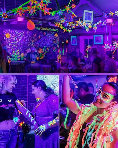 Image of 4 Pack 100W LED Black Light for Glow Party, Waterproof Blacklight Halloween