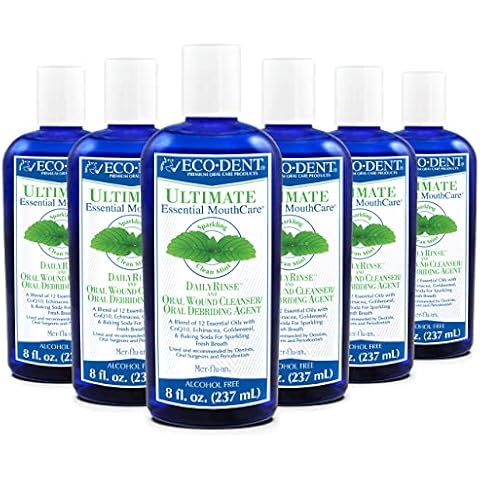 Eco-Dent Alcohol-Free Mouthwash, Mint - Ultimate Essential MouthCare, Oral Care Mouth Wash for Adults, Baking Soda Mouth Rinse with CoQ10/Herbs/Essential Oils, 8 Fl Oz (Pack of 6) Cover