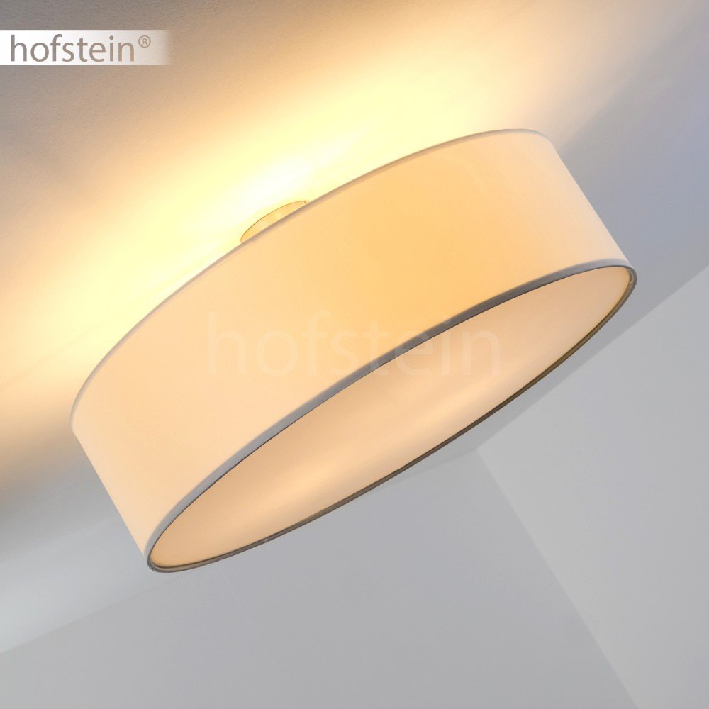 Lampada da soffitto Foggia, lampada da soffitto rotonda con paralume in tessuto bianco, Ø 60 cm, 3 x attacco E27, design retrò, senza lampadina/e