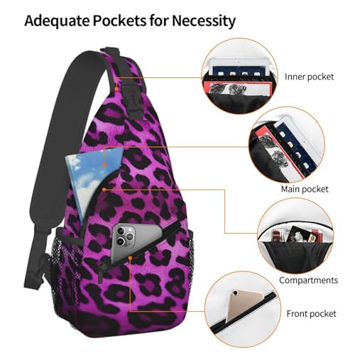 Mochila tipo sling estilo púrpura leopardo para exteriores miniatura 3