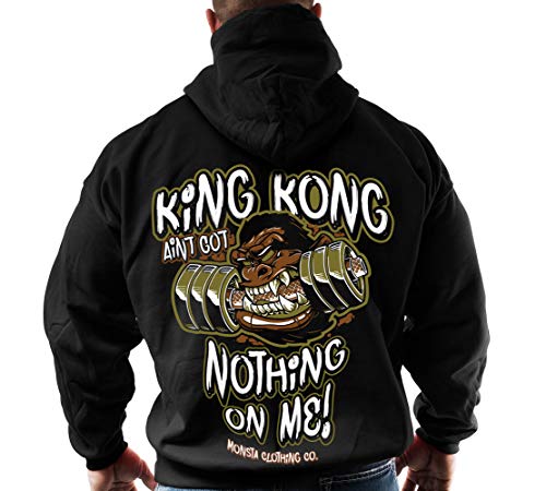 Monsta Clothing Co. Men's Bodybuilding Workout (King Kong) Gym Zip Hoodie (G:BK)