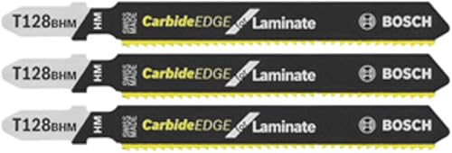 BOSCH T128BHM3 3 Pc. 3-58 in. 14 dientes de carburo TPI T-Shank Hojas de sierra caladora para laminados