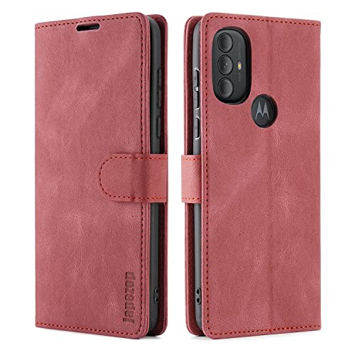 Moto G Power 2022 étui portefeuille anti-piratage rouge