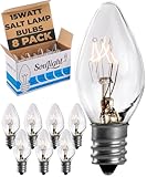 Salt Rock Lamp Bulb 6 Pack + 2 Free 15 Watt Replacement Bulbs for Himalayan Salt Lamps & Baskets, Chandeliers, Candle & Wax Warmers, Night Lights. Incandescent E12 Socket w/Candelabra Base, C7, Clear