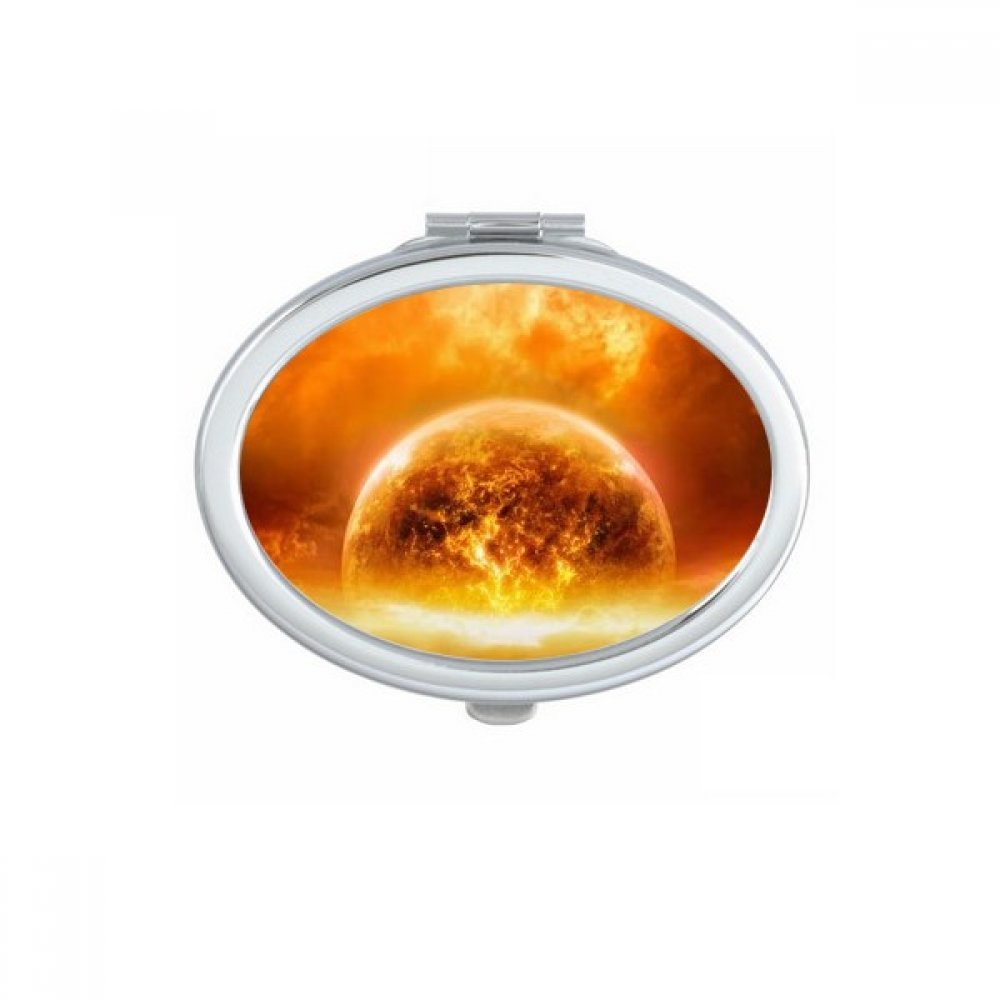 Miroir portable mignon petit cadeau ovale illustration planète rouge