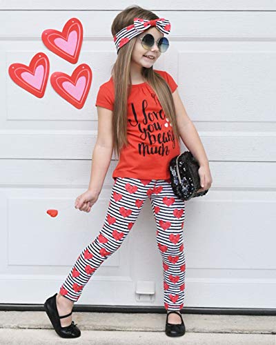 Image of Unique Baby 2 Piece Girls Printed Leggings Outfit with Short Sleeve Shirt Kid and Toddler Clothes Set