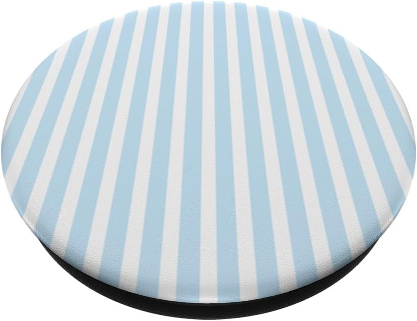 Cute Baby Blue and White Stripes Vertical Lines Minimalist PopSockets Adhesive PopGrip - Image 2
