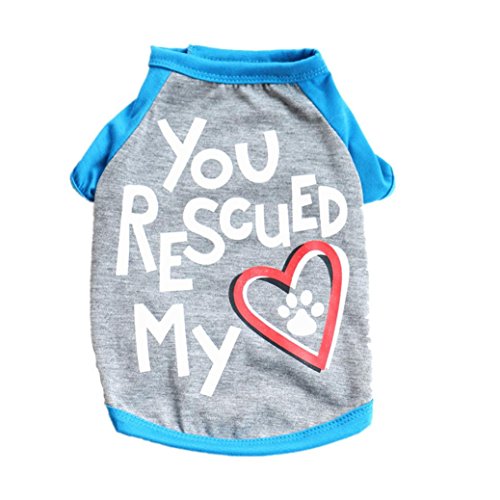 NEARTIME Puppy Clothes, Small Dog Cat Pet Dress Fly Sleeve Dress for Pet (M, G-Blue)