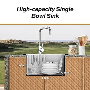 Outdoor Sink, TECASA 21 x 18 inch Drop-in Workstation Kitchen Sink, T304 Stainless Steel Kitchen Bar Sink, Single Bowl Bar Sink with Dust Lid and Faucet, Rv Drop In Sink with Cutting Board Outdoor Sink TECASA 21 x 18 inch Drop in Workstation Kitchen Sink T304 Stainless Steel Kitchen Bar Sink Single Bowl Bar Sink with Dust Lid and Faucet Rv Drop In Sink with Cutting Board