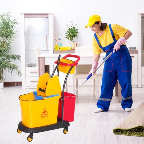 Image of Sasylvia Yellow Mop Wringer Replacement Down Press Mop Bucket Wringer Industrial Cleaning Accessories for Commercial Floor Mopping Buckets Restaurant Supplies, 26quart or 33 Quart(Down Press)