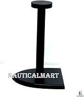 Vista 2 de NauticalMart Soporte de casco de madera negro Soporte de exhibición - Casco medieval de armadura