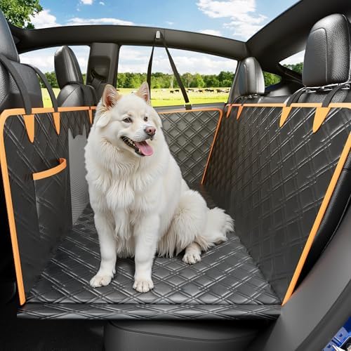 Seat Protector for Dogs Pet Seat Covers Backseat Extender for Dogs Luxury PU Leather Hard Bottom Back Seat Holds 400lbs Waterproof Nonslip Dog Hammock for Car SUV and Truck