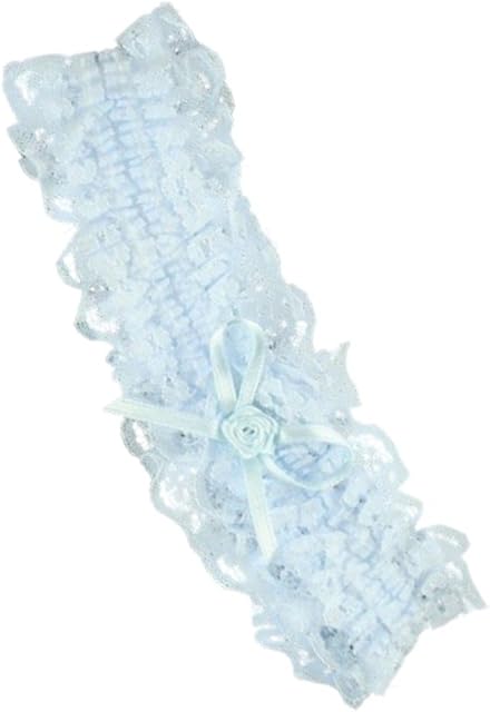 Blue Lace and Ribbon Bow Design Elasticated Garter - Bridal Wedding Accessories by Pritties Accessories