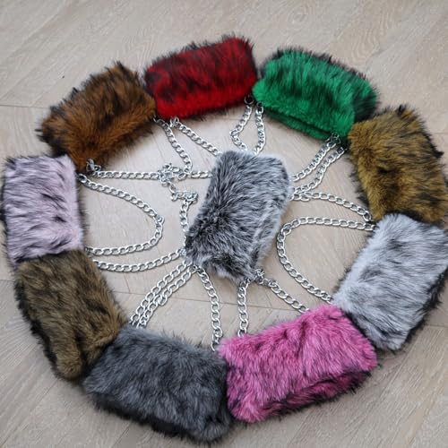 Bolso tote de felpa para mujer con cadena miniatura 6