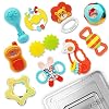 INTEGEAR 10pcs Baby Toys Rattles, Infant Grab Early Educational Learning Toy Set, Sensory Teether Shaker with Storage…