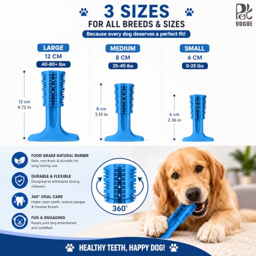 Image of PetVogue Dog Toothbrush Chew Toys Natural Rubber Dog Tooth Cleaner Stick Puppy Dental Care Brushing Toy - FOR SMALL DOGS