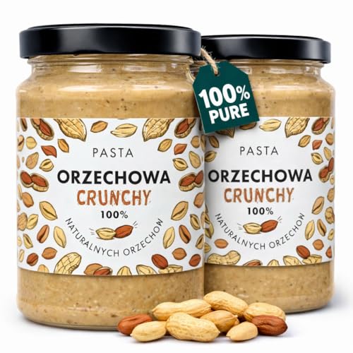 Mantequilla De Cacahuete Crunchy 100% Cacahuetes, Sin Azúcar Añadido & Sin Aceite De Palma, Crema De Cacahuete Con Trozos – Fuente Natural De Proteínas, Crema Vegana Para Repostería 2x300g