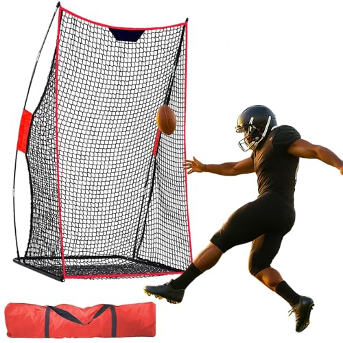 HIGOOD Football Kicking Cage Net: 7x4FT Practice Catching Net for Kicking Passing & Quarterback Drills Backyard Portable with Carry Bag