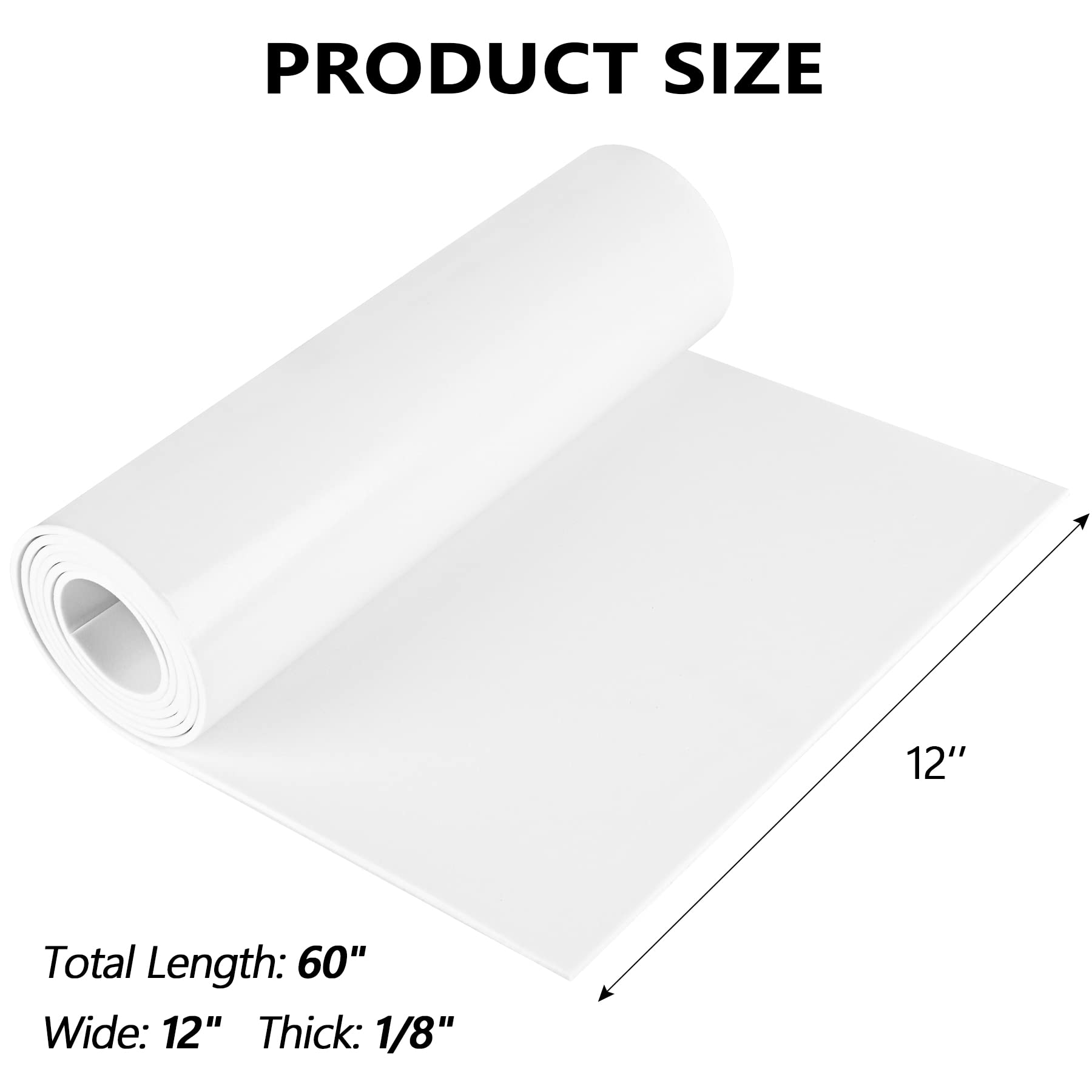 Rotolo di gomma espansa in neoprene con adesivo (12" x 60" x 1/8", bianco)