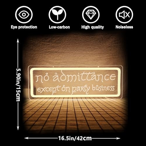 Image of No Admittance Except On Party Business Neon Sign for Wall Decor Dimmable Move Neon Sign for The Hobbit Decor and Hobbit Birthday Decorations