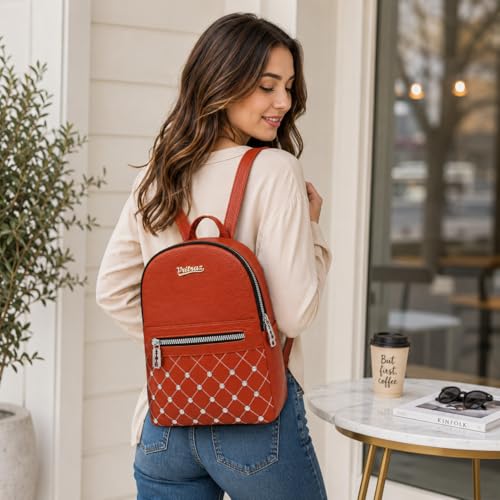 Image of VRITRAZ PU Leather Ladies Leather Shoulder Fitting Backpacks Designer Backpack Shoulder Bag, Handbag For Women, Girls Elegant Backpack Purse