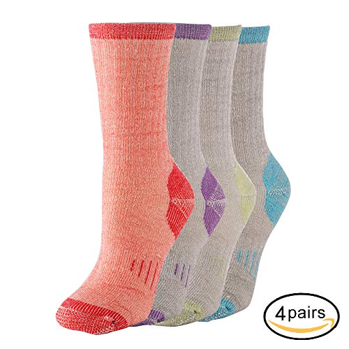 Nevsnev 43531-72237 4Pairs 70% Merino Warm Wool Women Crew Socks - Hiking Outdoor Athletic Thermal Thickening Cushion 9-11 thumb #1