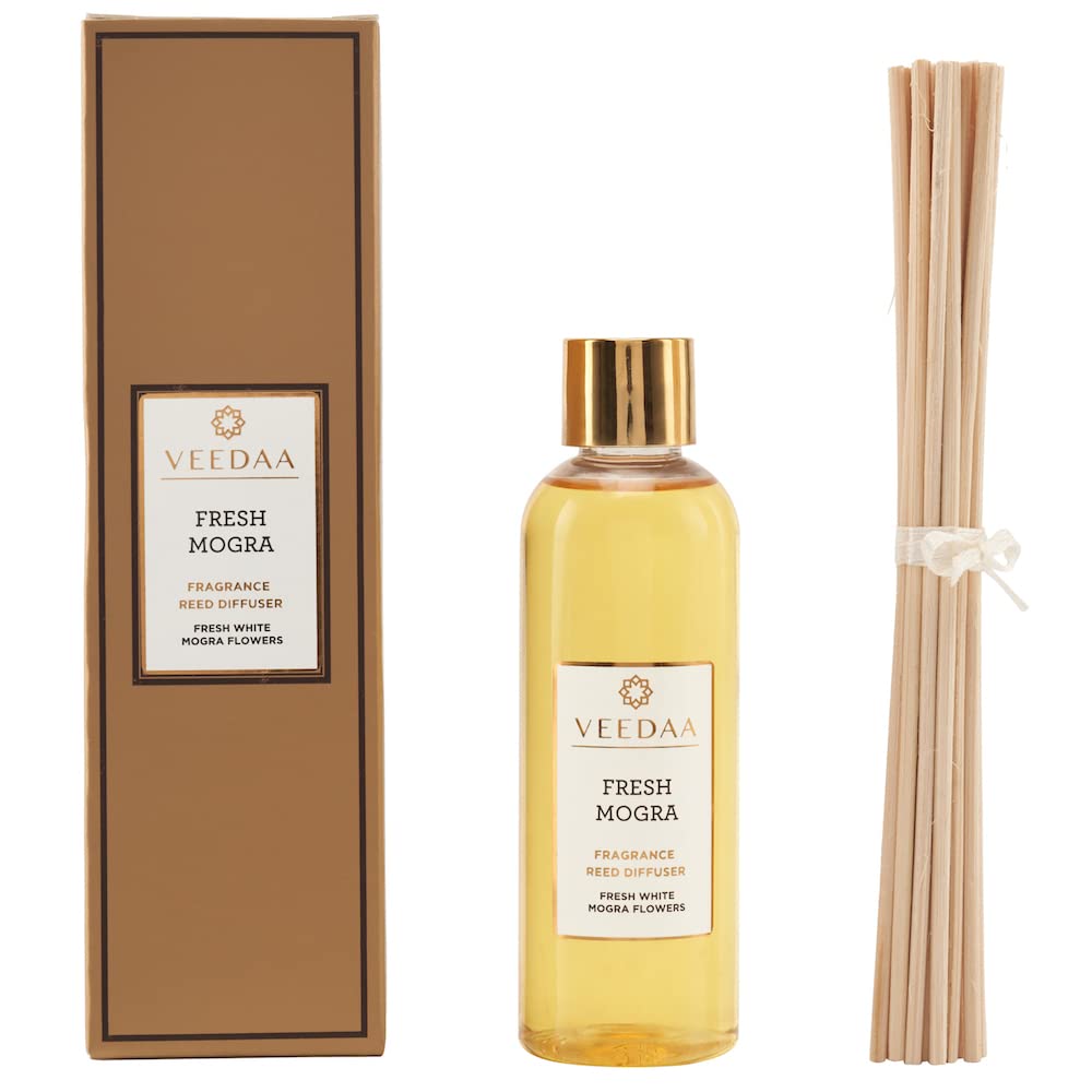 VEEDAA Diffuser Oil Refill & Reeds Set Fresh Mogra (Lasts 3 Months)-image-42