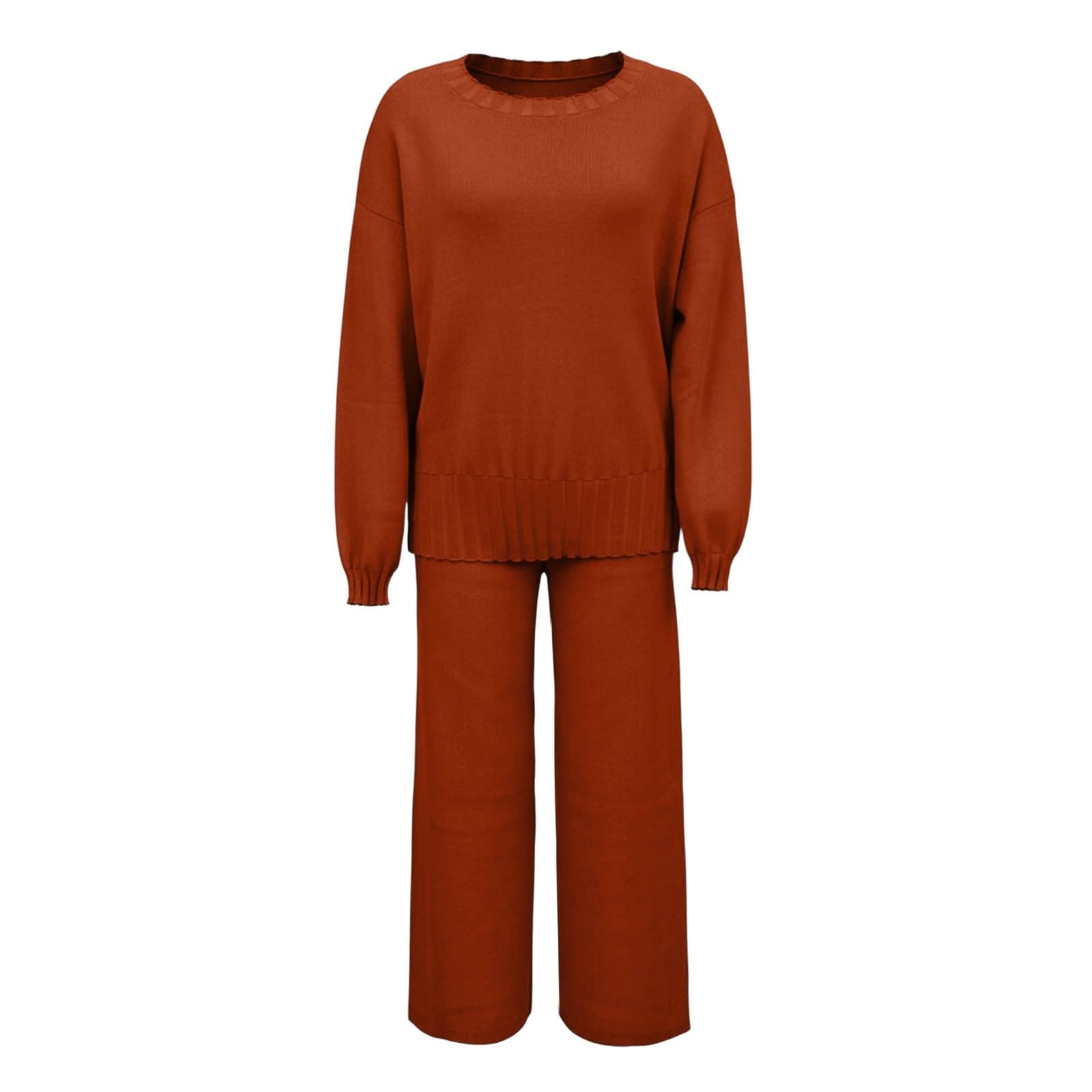 Pantaloni in Maglia Larghi, Casual, da Indossare in Due Pezzi con Maglione e Pantaloni a Gamba Larga