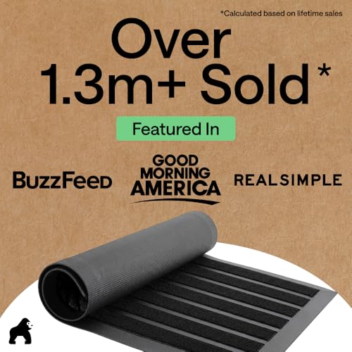 Image of GORILLA GRIP WeatherMAX Door Mat, Indoor Outdoor Use, 29x17, Black Stripe