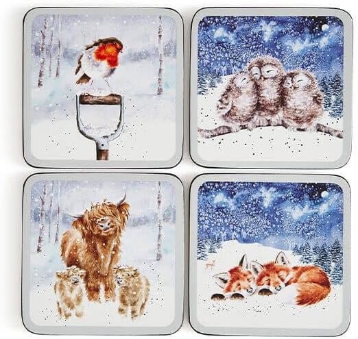 Wrendale Winter Skies Coasters S/4, 10.5cm x 10.5cm