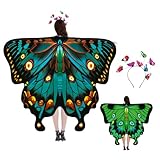 Lalieffacely Disfraz Mariposa Mujer, Disfraces Carnaval Mujer Impresión a Doble Cara Alas de Mariposa Adultos Capa con Diadema para Carnaval Fiestas de Máscaras Cosplay Fiestas