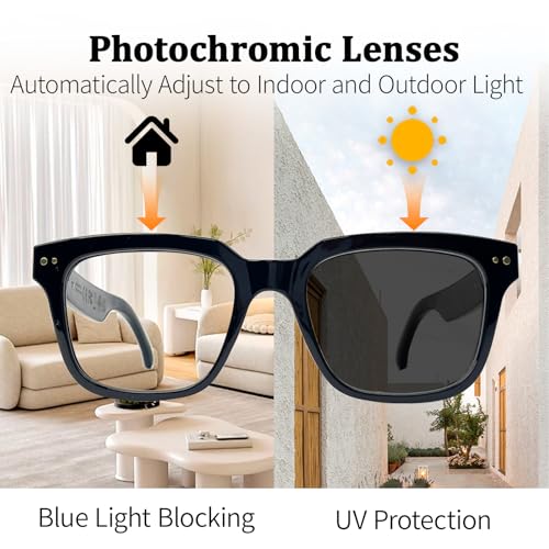 Image of AI Smart Glasses with 160+ Languages for Men /Women, Wireless Bluetooth Translation Glasses with Speakers for Work /Travel /Sports /Business（Black）