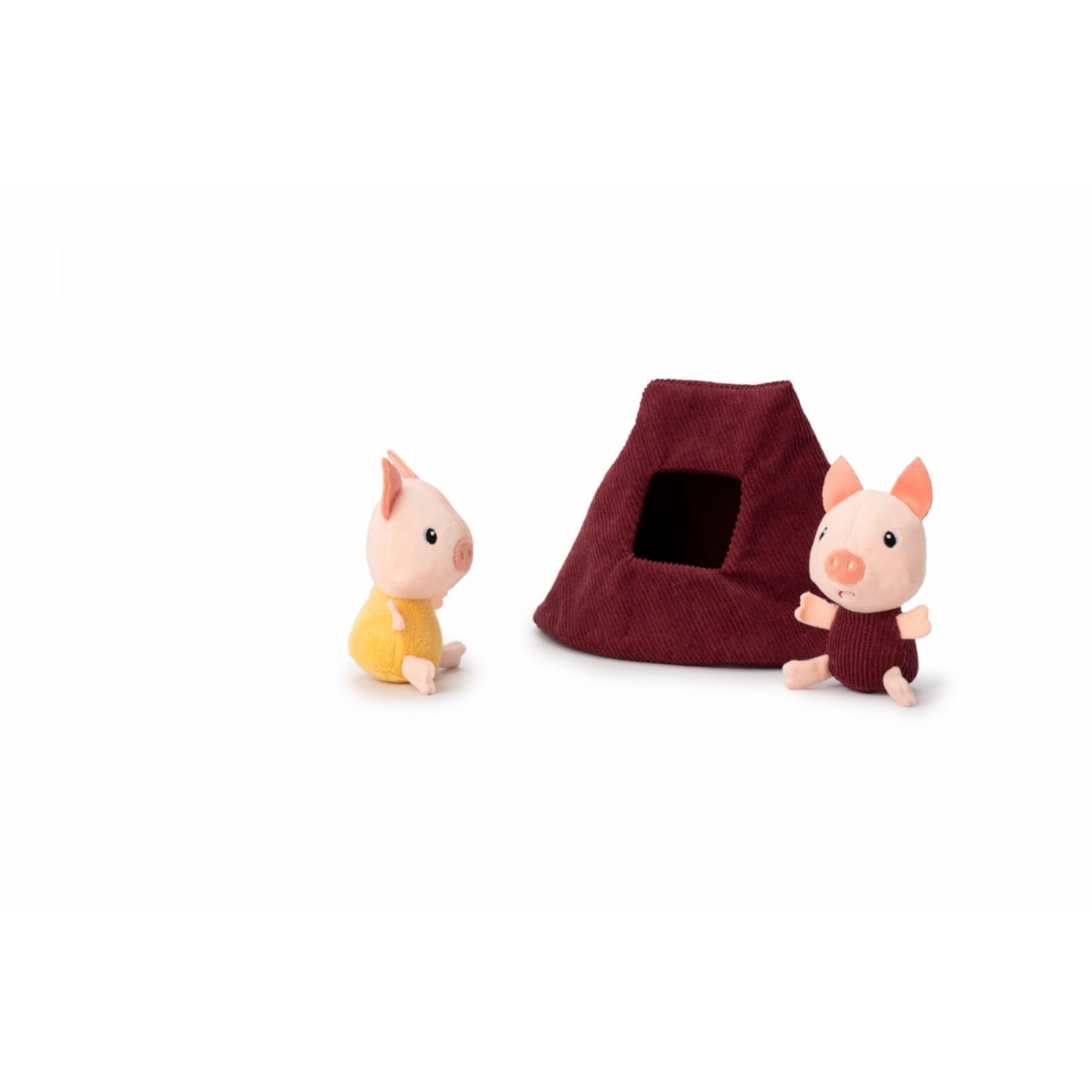 Lilliputiens - Haus des Wolfs und der DREI kleinen Schweinchen - Stoffspielzeug inspiriert vom berühmten Märchen mit Figuren und Häusern - Fördert Feinmotorik und Fantasie - Ab 18 Monaten - 83490