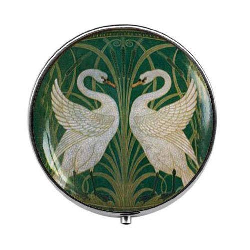 XLPING Art Nouveau Swans - Pastillero de pareja de cisnes - Caja de cristal de 3 compartimentos para dulces
