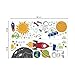decalmile Planets Space Wall Stickers Rockets Stars Children Wall Decoration Sticker for Children's Bedroom Baby Living Room