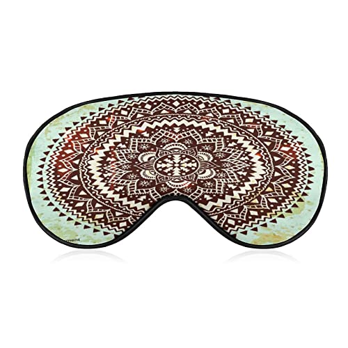 Masque de sommeil à motif floral ethnique – Masque de sommeil 100 % occultant de la lumière pour homme et femme – Masque de sommeil en soie pour voyage/sieste/nuit – Taille unique