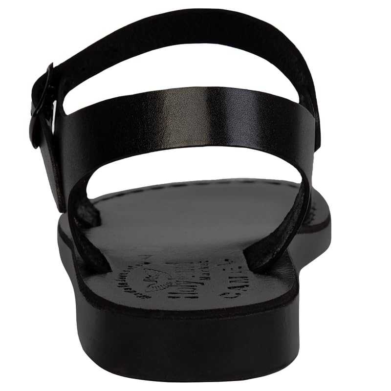 Holy Land Market Men/Women Biblical Jesus Leather Sandals/Slides From Jerusalem (Jerusalem Black)3