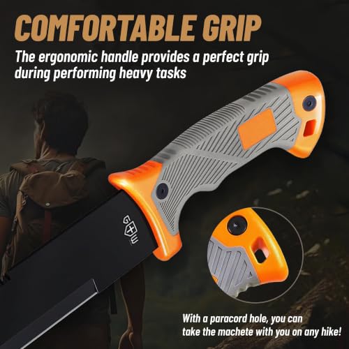Machete with Saw - 25" Heavy Duty Tool & Sheath - Ergonomic No-Slip Handle - Survival Knife with Serrated Blade - Machetes for Bushcraft Hunting Garden Cutting Trees Yard Work 13153 - Image 5