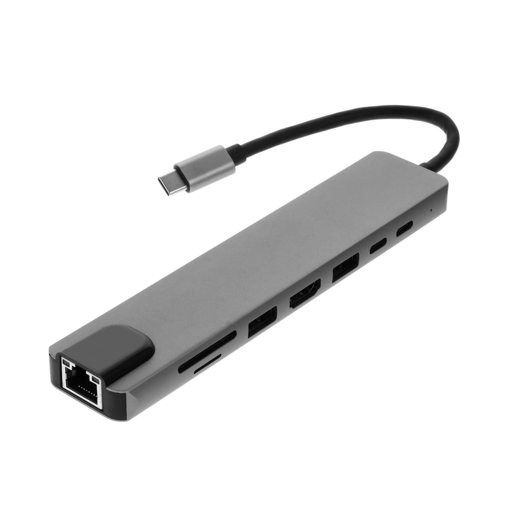 Adattatore Tipo C Jack USB Multiporta in Lega di Alluminio, Dock Station Compatta Otto senza Driver, per Computer e Laptop