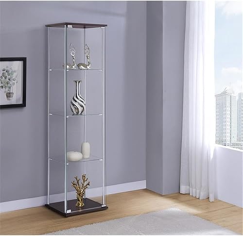 Miniatura 8 de BOWERY HILL Vitrina de cristal de 4 estantes con vigas de soporte cromadas y parte superiorbase blanca